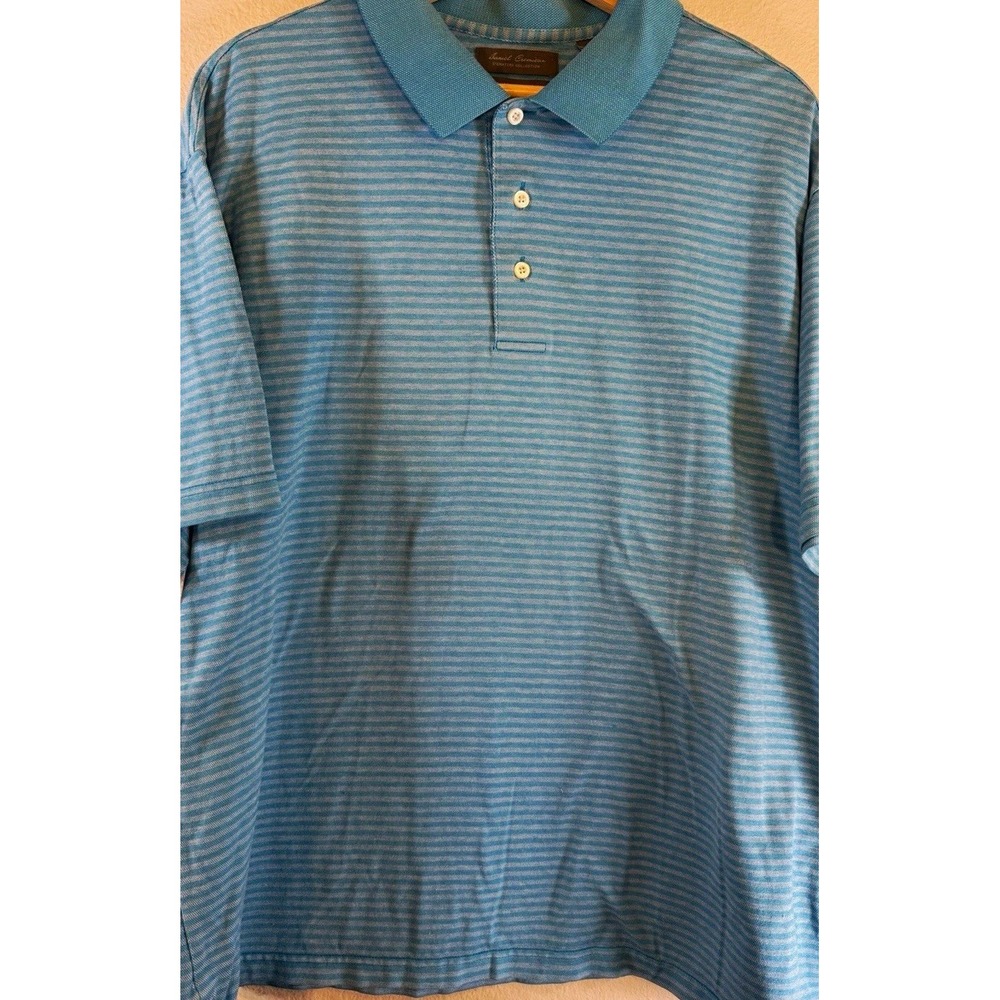 Daniel Cremieux Signature Collection Men's Polo Shirt XL Blue Striped Cotton